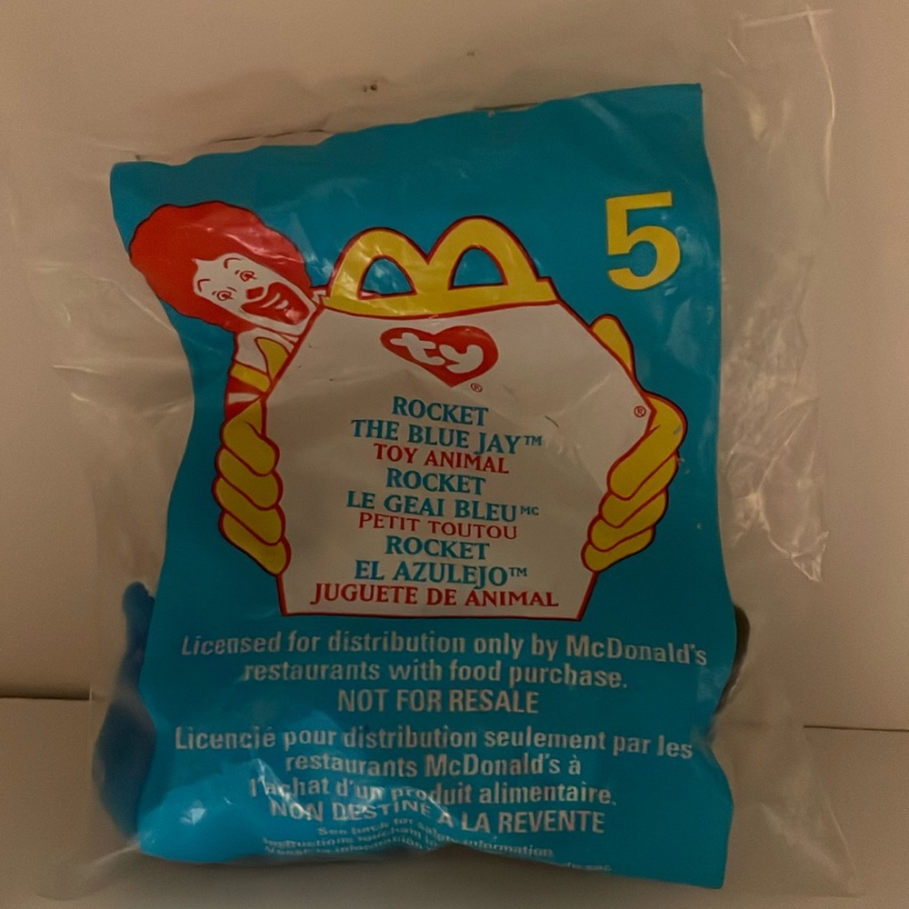 ‘Rocket the Blue Jay’ McDonald’s Teenie Beanie Baby. #5. 1999.